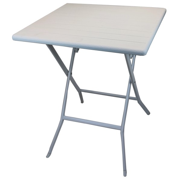 Τραπέζι πτυσσόμενο τετράγωνο λευκό με επιφάνεια προπυλενίου και μεταλλικό σκελετό εξωτερικού χώρου 60x60x72εκ
