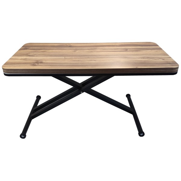 Τραπέζι σαλονιού πολυμορφικο με μηχανισμό ανύψωσης και επέκτασης SMART από ξύλο MDF χρώμα καρυδιάς 120Χ60Χ35/75 εκ