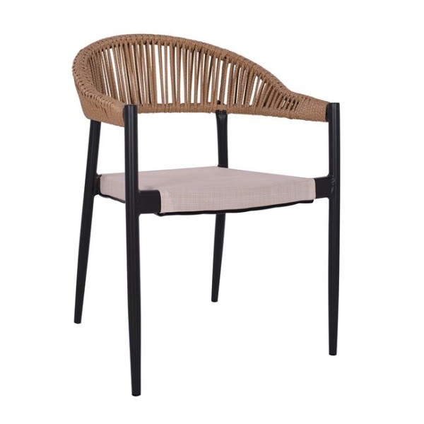 ΠΟΛΥΘΡΟΝΑ ΑΛΟΥΜΙΝΙΟΥ RAINA ΓΚΡΙ HM5299.01 ΜΕ ROUND WICKER ΜΠΕΖ ΚΑΦΕ 56x55x76Υεκ.