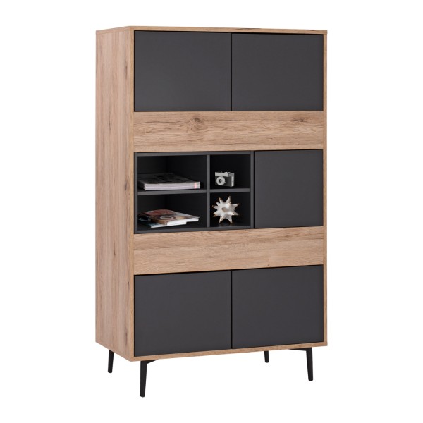 ΒΙΒΛΙΟΘΗΚΗ MARGARIT HM8678 ΓΚΡΙ ΜΕ ΦΥΣΙΚΟ 78x39x130Υ εκ.