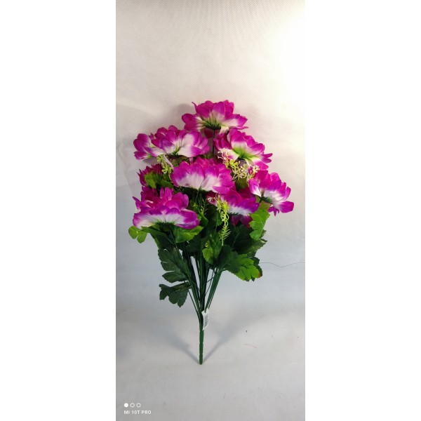 Μπουκέτο από τεχνητά άνθη τριαντάφυλλο 36 τεμαχίων χρώμα λευκό μοβ με πρασινάδα 67x32εκ
