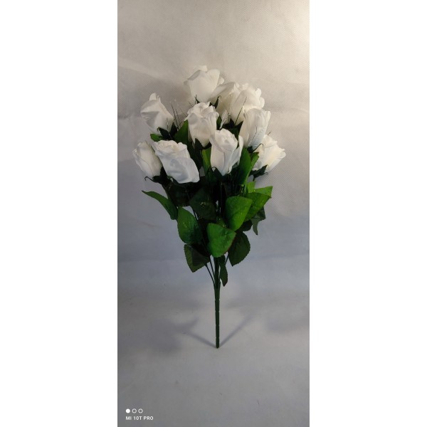 Μπουκέτο από τεχνητά άνθη τουλίπα 15 κλαδιών χρωμ.λευκό με πρασινάδα διασ. 54cmx36cm