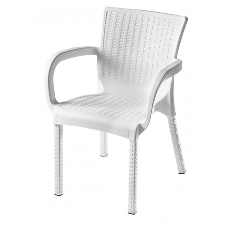 Πολυθρόνα πλαστική ραταν mambo πολυπροπυλένιο λευκή 60*60*82εκ.