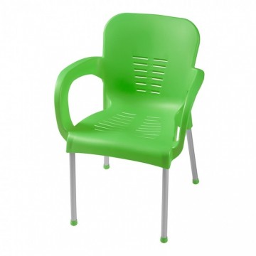 πολυθρονα πλαστική με αλουμινίου πόδια χρωματιστή