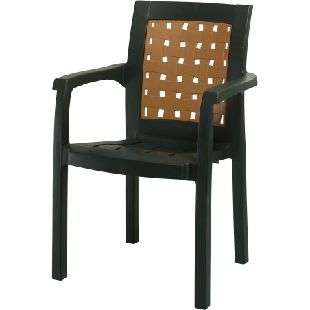 Πλαστική πολυθρόνα πράσινη με ψιλή πλάτη και σχέδιο 59*60*87εκ.