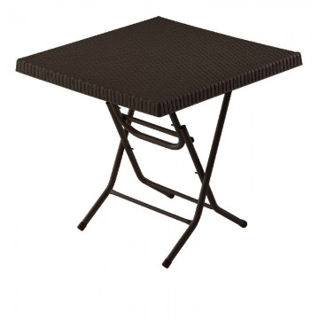 Τραπέζι πλαστικό τετράγωνο ραταν με μεταλλικα ποδια πτυσσομενο