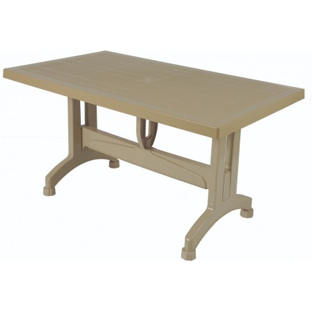 τραπέζι πλαστικό με κεντρικό δοκό στήριξης για περισσότερη σταθερότητα σε χρώμα cappuccino 140*80*75 εκ