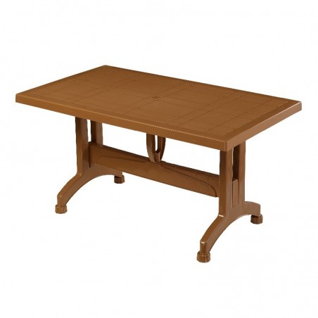 τραπεζι πλαστικό με κεντρικό δοκό στήριξης μπεζ 140*80*73εκ