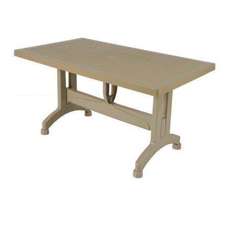 τραπέζι πλαστικό με κεντρικό δοκό στήριξης για περισσότερη σταθερότητα διαστάσεων 120cm*70cm σε χρώμα cappuccino