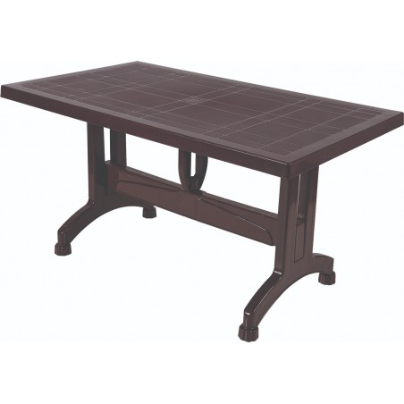 τραπέζι πλαστικό με κεντρικό δοκό στήριξης για περισσότερη σταθερότητα διαστάσεων 120cm*70cm σε χρώμα σκούρο καφέ