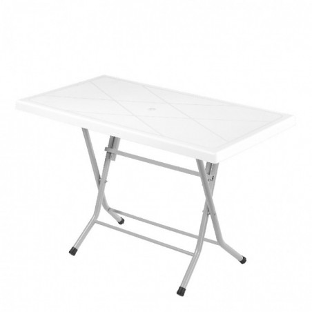 πλαστικό τραπέζι πτυσσόμενο λευκό 115*65*73 εκ  με μεταλλικά πόδια
