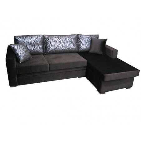 Καναπές γωνία- κρεβάτι χρώματος καφέ σκούρο ύφασμα από με σκελετο οξιάς και κοντραπλακέ 235*155*80ΕΚ.