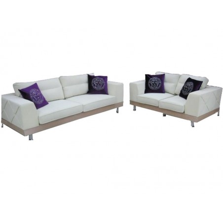 Σαλόνι 2 τεμ. καναπές τριθέσιος και διθέσιος με λευκό ύφασμα 3θέσιος 220*90*80 ύψος και 2θέσιος 160*90*80 ύψος