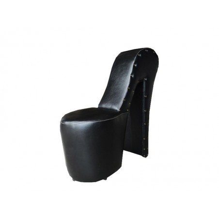 Πουφ κάθισμα γόβα από μαύρο τεχνόδερμα διαστάσεων 45*90*97εκ.