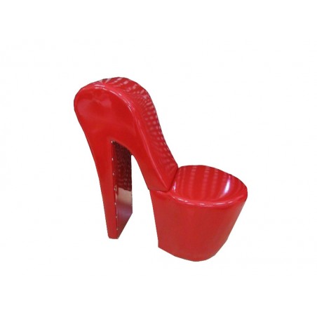 Πουφ κάθισμα γόβα από κόκκινο τεχνόδερμα διαστάσεων 45*90*97εκ.