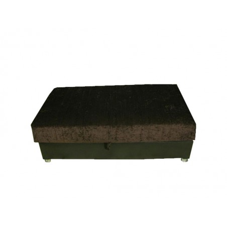 Σκαμπό διθέσιο με καφέ ύφασμα και ανοξείδωτα inox πόδια με αποθηκευτικό χώρο 130*70*46εκ.