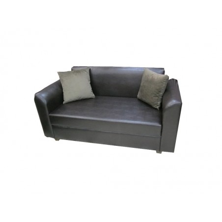Καναπές διθέσιος με τεχνόδερμα σε καφέ σκούρο χρώμα και σκελετό από ξύλο οξιάς 150*75*80εκ.