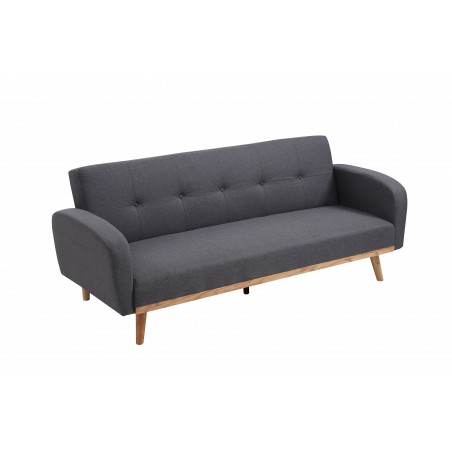 Καναπές κρεβάτι ύφασμα σε γκρι χρώμα με μπράτσα και ξύλινη κορνίζα 203cm*86cm*84εκ.