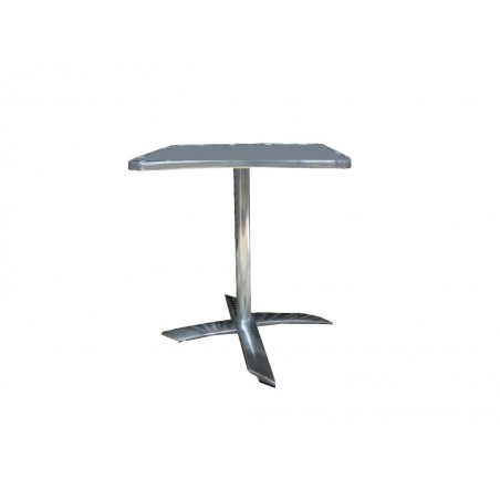 Τραπέζι με βάση και νταμπλά αλουμινίου τετράγωνο σε ασημί χρώμα 60*60*75εκ.