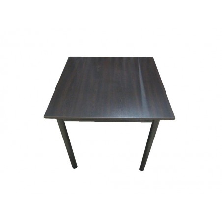 Τραπέζι με μεταλλικά πόδια σε καφέ-μαύρο χρώμα και βέγκε νταμπλά από μελαμίνη διαστάσεων 80*80*75εκ.