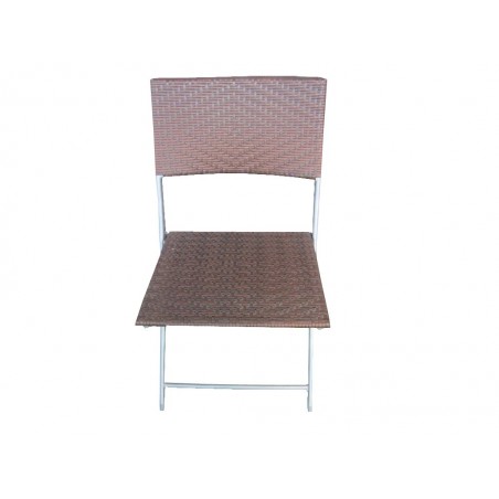 Καρέκλα πτυσσόμενη ρατάν σε καφέ χρώμα με ασημί μεταλλικό σκελετό 42*50*85εκ.