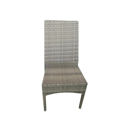 Καρέκλα ρατάν αλουμινίου σε μπεζ-γκρι χρώμα με ψηλή πλάτη διαστάσεων 45μηκ.*50πλ.*95υψ. εκ.