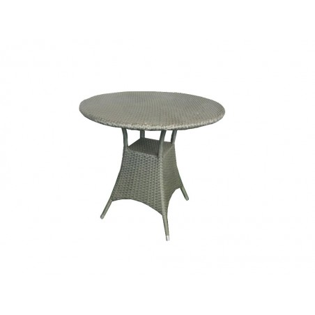 Τραπέζι ρατάν (πλεκτό) αλουμινίου σε γκρι χρώμα με βοηθητικό χώρο διαμέτρου 70εκ.*73εκ.