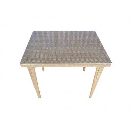Τραπέζι ρατάν (πλεκτό) αλουμινίου σε μπεζ χρώμα με αποσπώμενα πόδια 80εκ*60*73εκ.