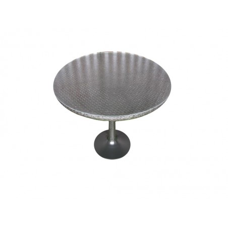 Τραπέζι ρατάν (πλεκτό) αλουμινίου σε καφέ βέγκε χρώμα επιφάνεια και μεταλλική μαύρη βάση διαμέτρου 70εκ*73εκ.