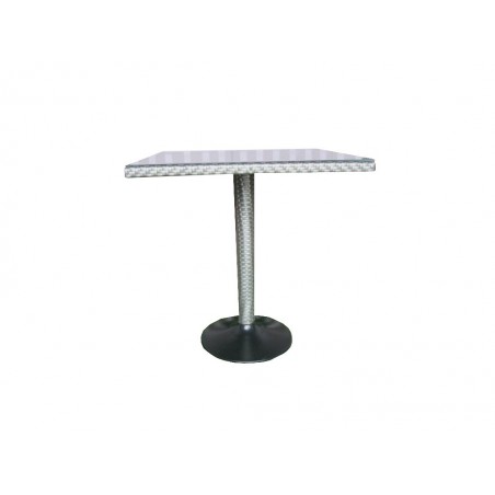 Τραπέζι ρατάν (πλεκτό) αλουμινίου σε γκρι χρώμα επιφάνεια και μεταλλική μαύρη βάση 70εκ.*70εκ.*72εκ.