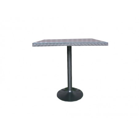 Τραπέζι ρατάν (πλεκτό) αλουμινίου σε γκρι χρώμα επιφάνεια και μεταλλική μαύρη βάση διαμέτρου 70εκ.*70εκ.*72εκ.
