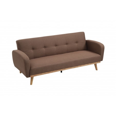 Καναπές κρεβάτι ύφασμα σε καφέ χρώμα με μπράτσα με ξύλινη κορνίζα 203cm*86cm*84εκ