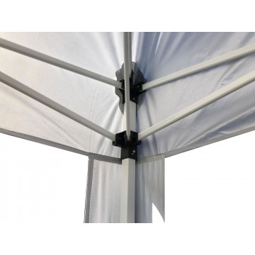 Κιόσκι πτυσσόμενο 3mx3m με λευκό μεταλλικό σκελετό και λευκο ύφασμα αδιαβροχο 260gr