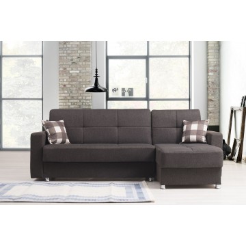 Γωνιακός καναπές κρεβατι μαυρο καφέ με 2 αποθηκευτικούς χώρους
