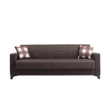 Καναπές κρεβατι 3θεσιος μπαούλο μαυρο καφέ με μπρατσα