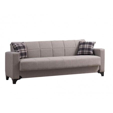 Καναπές κρεβάτι 3θεσιος μπαούλο με μπράτσα  υφασμάτινος χρώμα γκρι μπεζ  220x77x83 εκ.