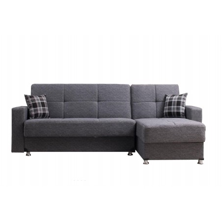 Γωνιακός καναπές κρεβάτι γκρι ύφασμα με 2 αποθηκευτικούς χώρους 250x150x93εκ