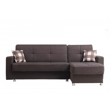Γωνιακός καναπές κρεβατι μαυρο καφέ με 2 αποθηκευτικούς χώρους