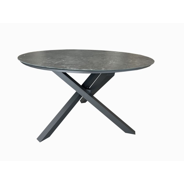 Τραπέζι στρογγυλό εξωτερικού χώρου από αλουμίνιο σε ανθρακί χρώμα HYT-3519 Φ120x90εκ