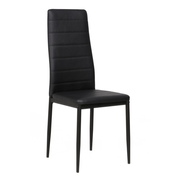 Καρέκλα μεταλλική-pvc χρώματος μαύρο ψηλή πλάτη με σχέδιο DY-N2302 76x42x15εκ