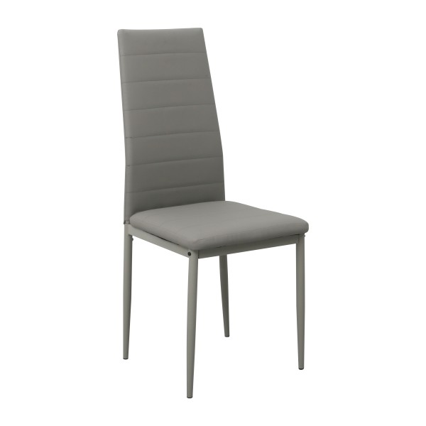 Καρέκλα μεταλλική-pvc χρώματος γκρι ψηλή πλάτη με σχέδιο DY-N2302 76x42x15εκ