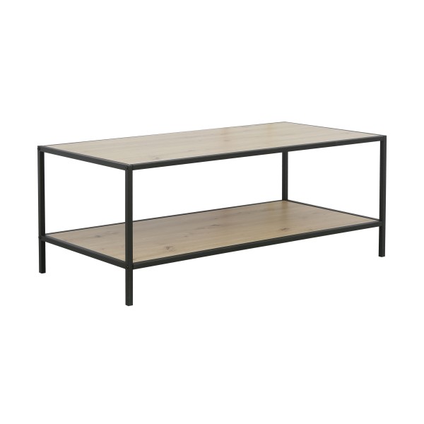 Τραπέζι σαλονιού με βοηθητικό χώρο όψη ξύλου μεταλλικό μαύρο σκελετό  CJ-N2309 100x52x6.5εκ