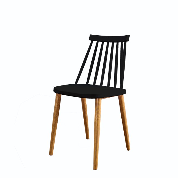 Καρέκλα επαγγελματική μαύρο πολυπροπυλενίου κάθισμα και μεταλλικά πόδια χρώματος ξύλου PC-104 43x48x79εκ