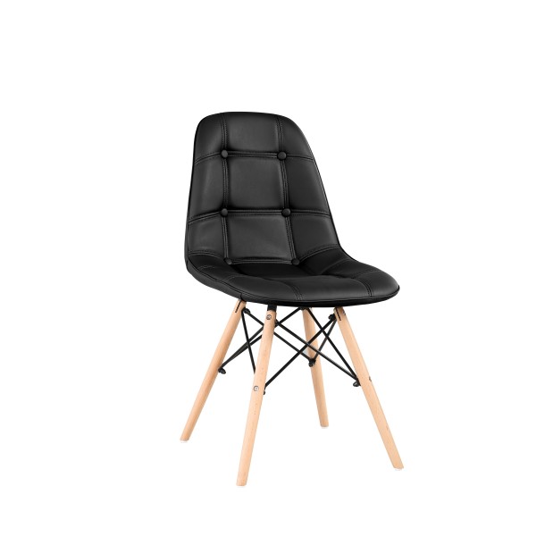 Καρέκλα ξύλινη/PU σε χρώμα φυσικό/μαύρο KY-02 50x44x84
