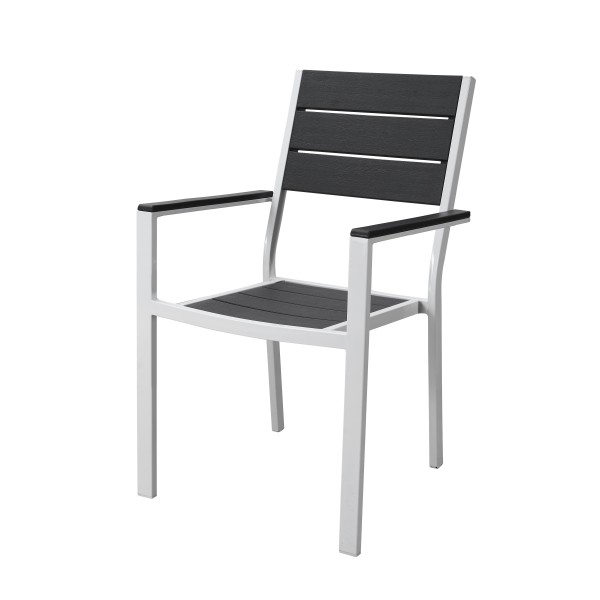 Πολυθρόνα μεταλλική λευκή με γκρι κάθισμα από πολυπροπυλένιο YC-051 στοιβαζομενη 60x55.5x88.5εκ