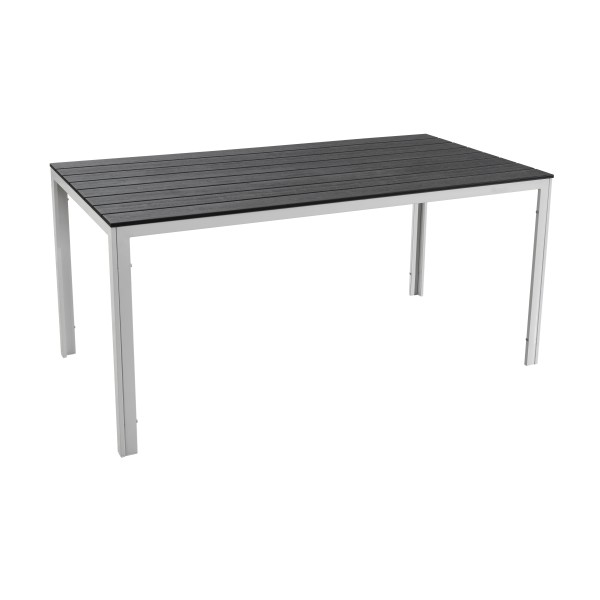 Τραπέζι εξωτερικού χώρου μεταλλικό λευκό απόχρωση με γκρι SAK-156 πολυπροπυλένιο στην επιφάνειά του 156x78x74εκ