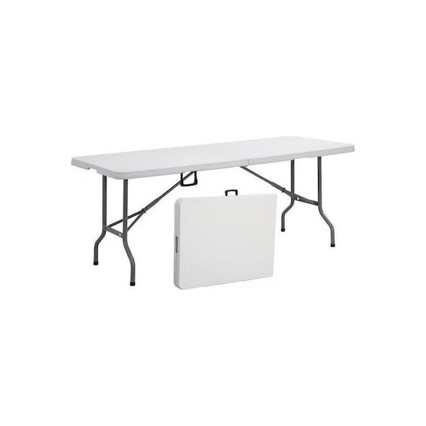 Τραπέζι catering camping συνεδρίου πτυσσόμενο μεταλλικό με επιφάνεια από πολυπροπυλένιο σε λευκό χρώμα XZK-180 180x75x74εκ
