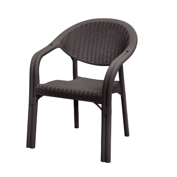 Πολυθρόνα Bamboo ραταν πολυπροπυλενίου καφέ SPC-B018 στοιβαζωμενη επαγγελματική 64x63x82εκ