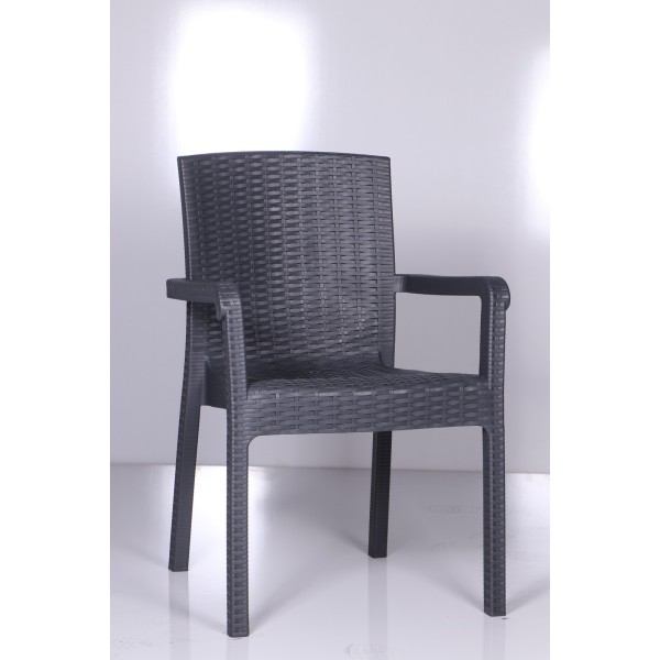 Πολυθρόνα ραταν γκρι ανθρακι στοιβαζομενη πολυπροπυλενίου VECTOR  62x58x87εκ