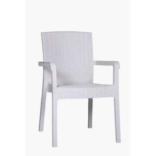 Πολυθρόνα ραταν λευκή στοιβαζομενη πολυπροπυλενίου επαγγελματική VECTOR 62x58x87εκ